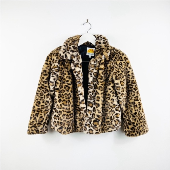 C & C California little girls leopard faux fur coat - Picture 1 of 8